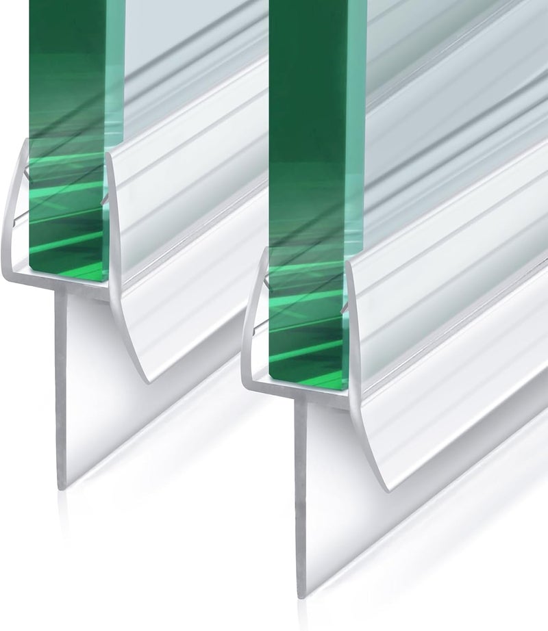 PHMUNY 2 Pack Frameless Shower Door Bottom Seal with Long Sweep, Ultra Clear Glass Door Silicone Seal Strip (1/2'' X 36'') Suitable for 12mm Glass -Stop Shower Leaks Frameless Shower Door Seal Strip - Image 1
